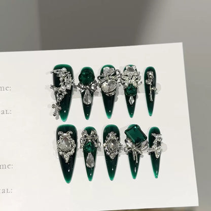Dark Green Press On Nails