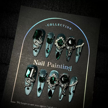 Blue Press On Nails