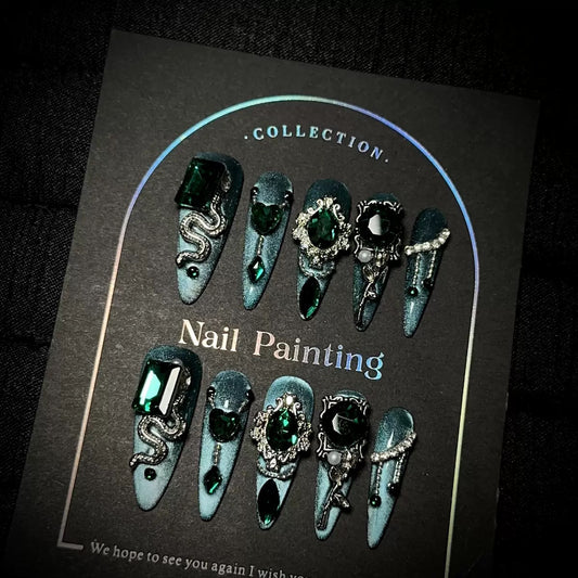 Blue Press On Nails