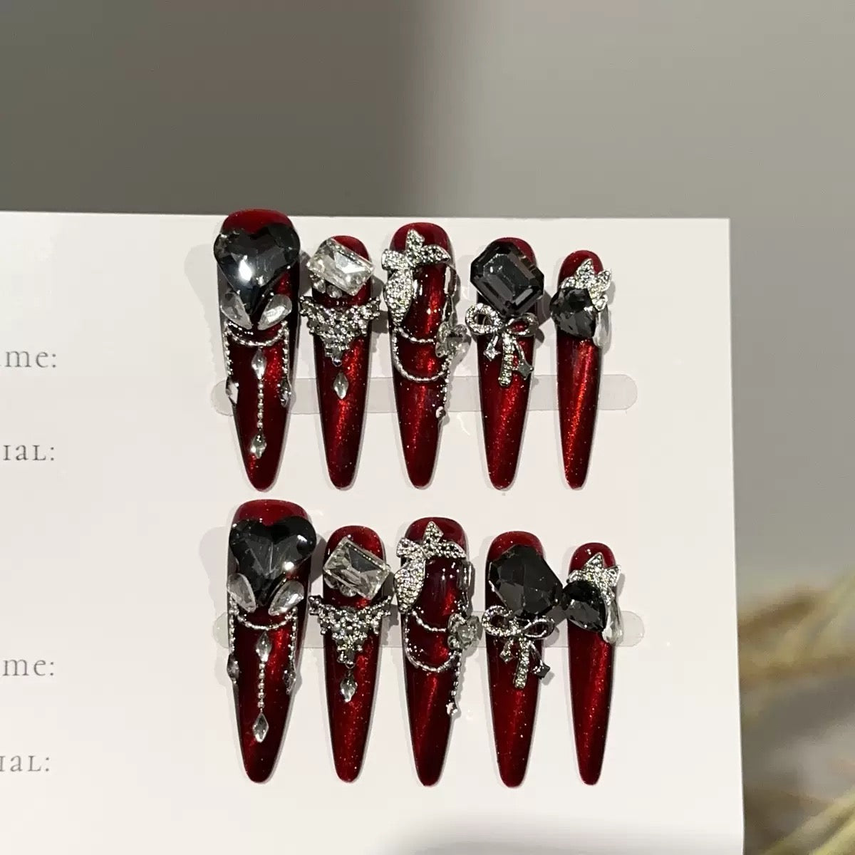 Burgundy Press On Nails