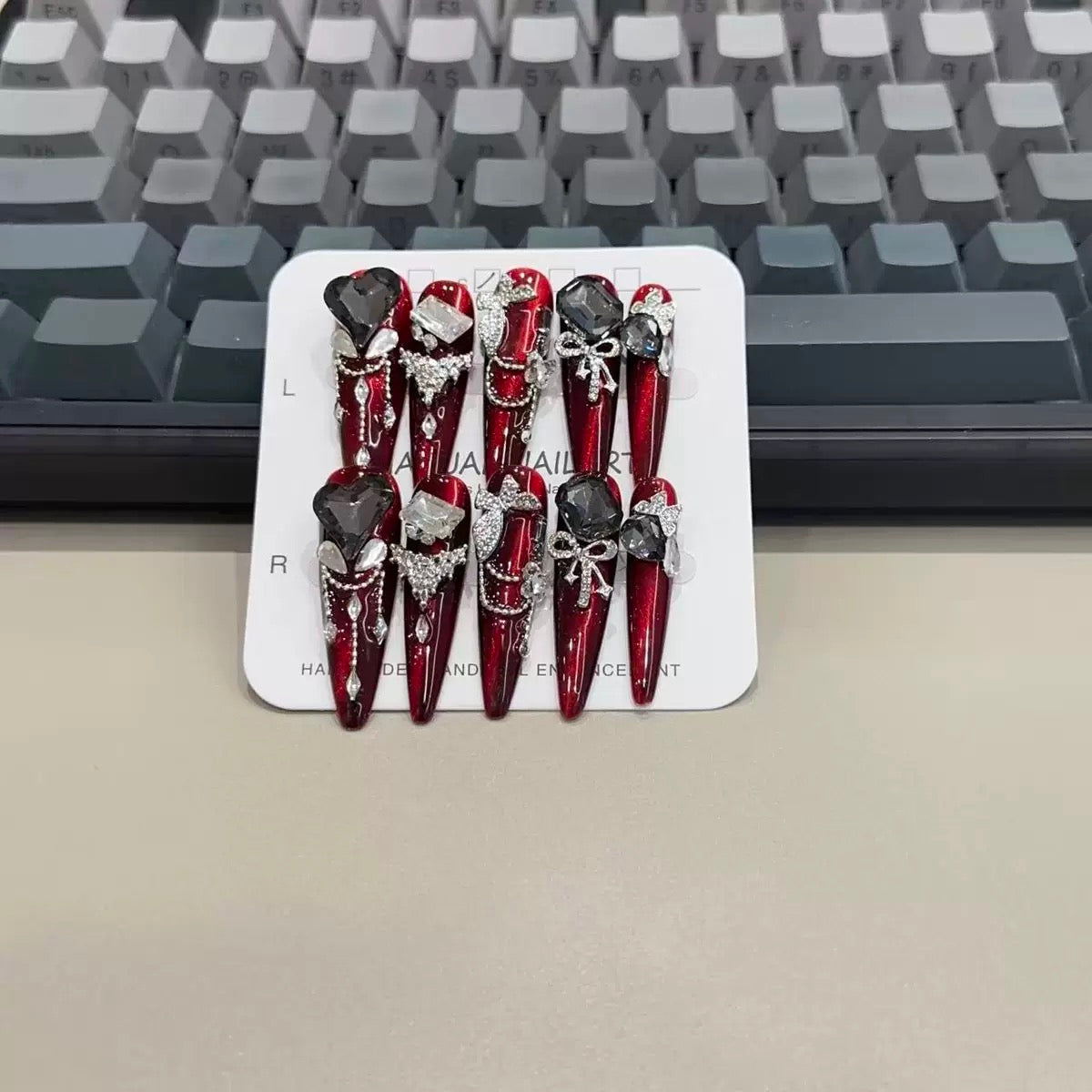 Burgundy Press On Nails