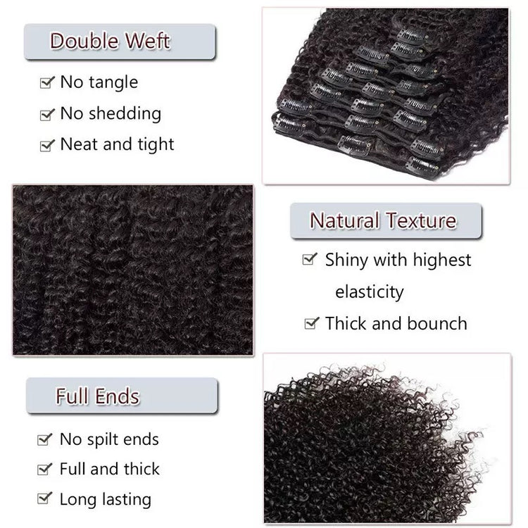 Kinky Clip in Hair Extensions 8 Pieces/Set