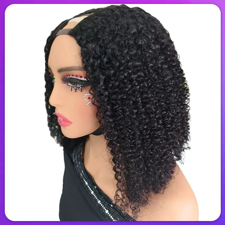 V-Part Curly Human Hair Wig