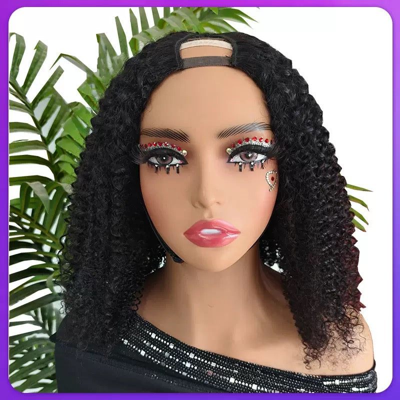 V-Part Curly Human Hair Wig