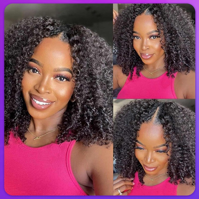 V-Part Curly Human Hair Wig