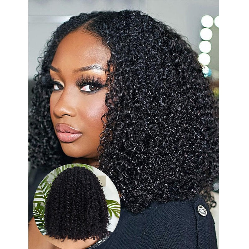 V-Part Curly Human Hair Wig