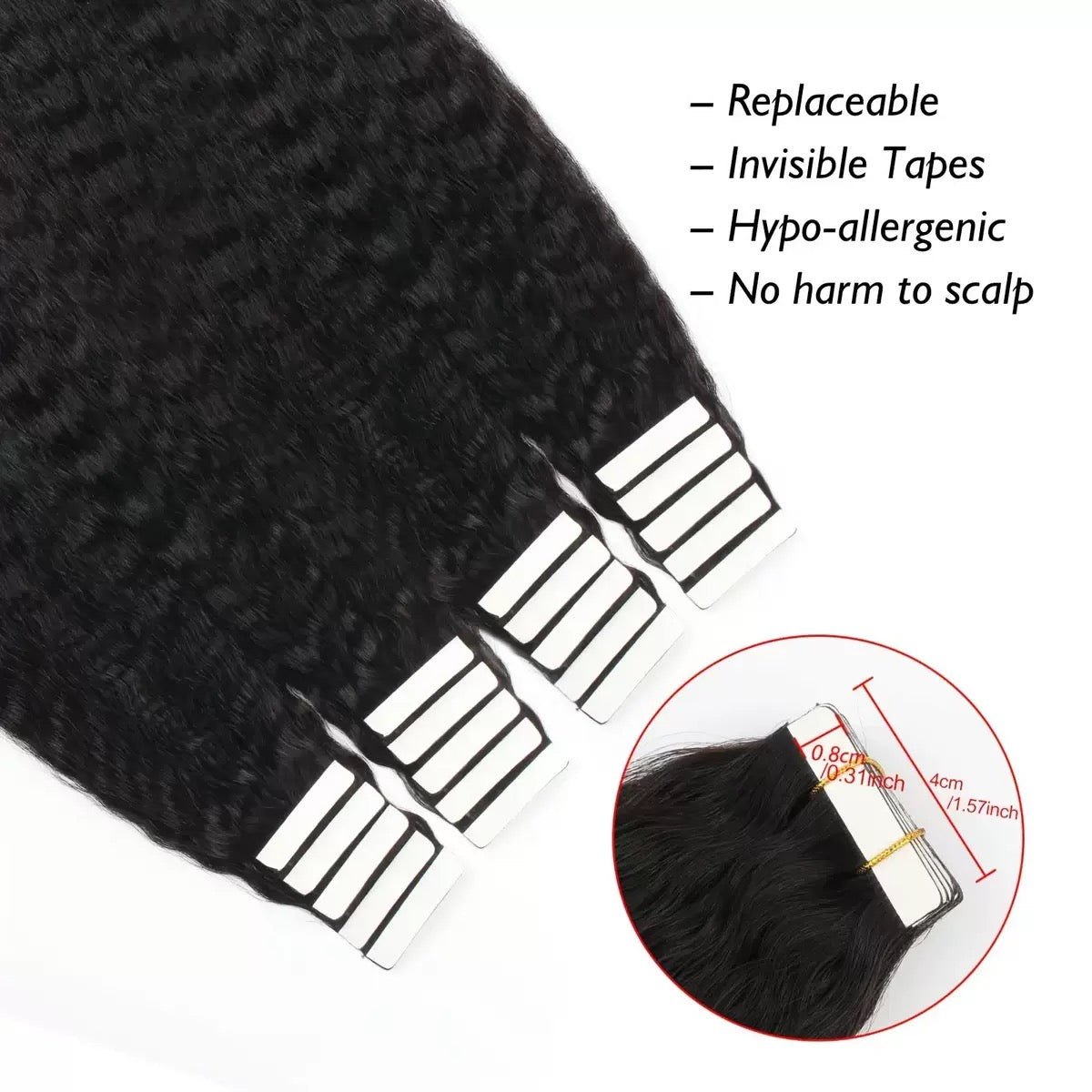 Kinky Straight Tape-In Human Hair 24 Inches